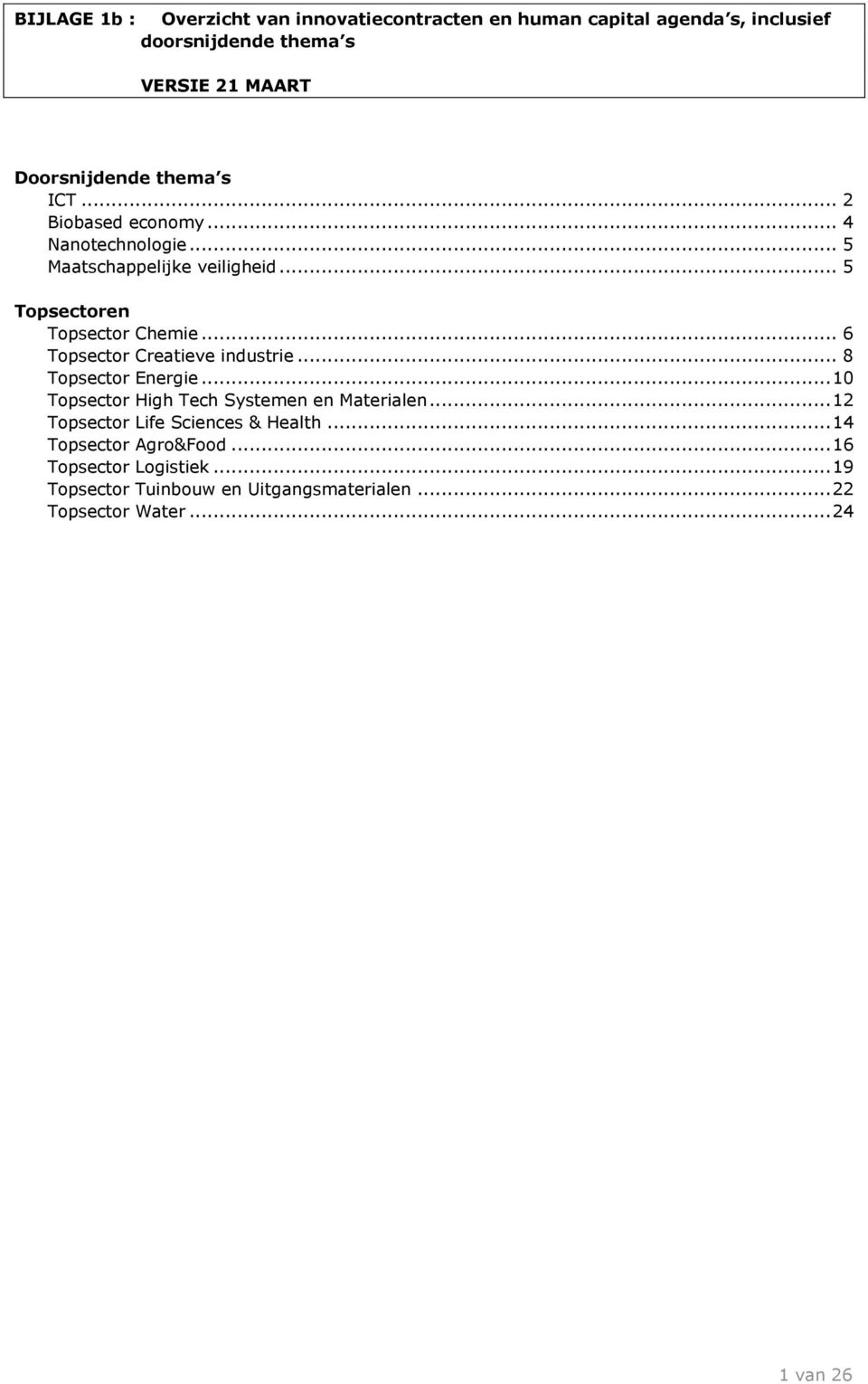 .. 6 Topsector Creatieve industrie... 8 Topsector Energie... 10 Topsector High Tech Systemen en Materialen.