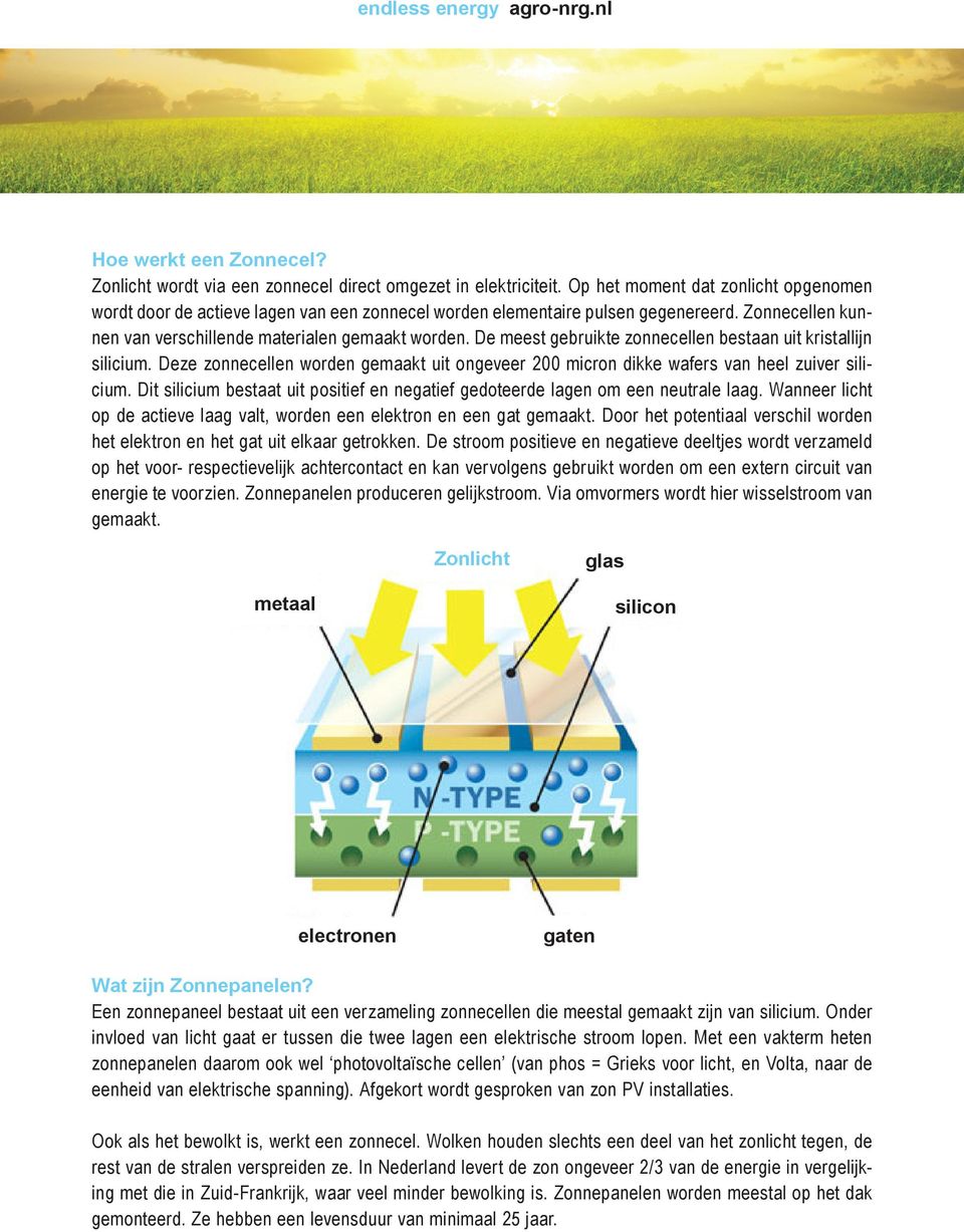 De meest gebruikte zonnecellen bestaan uit kristallijn silicium. Deze zonnecellen worden gemaakt uit ongeveer 200 micron dikke wafers van heel zuiver silicium.