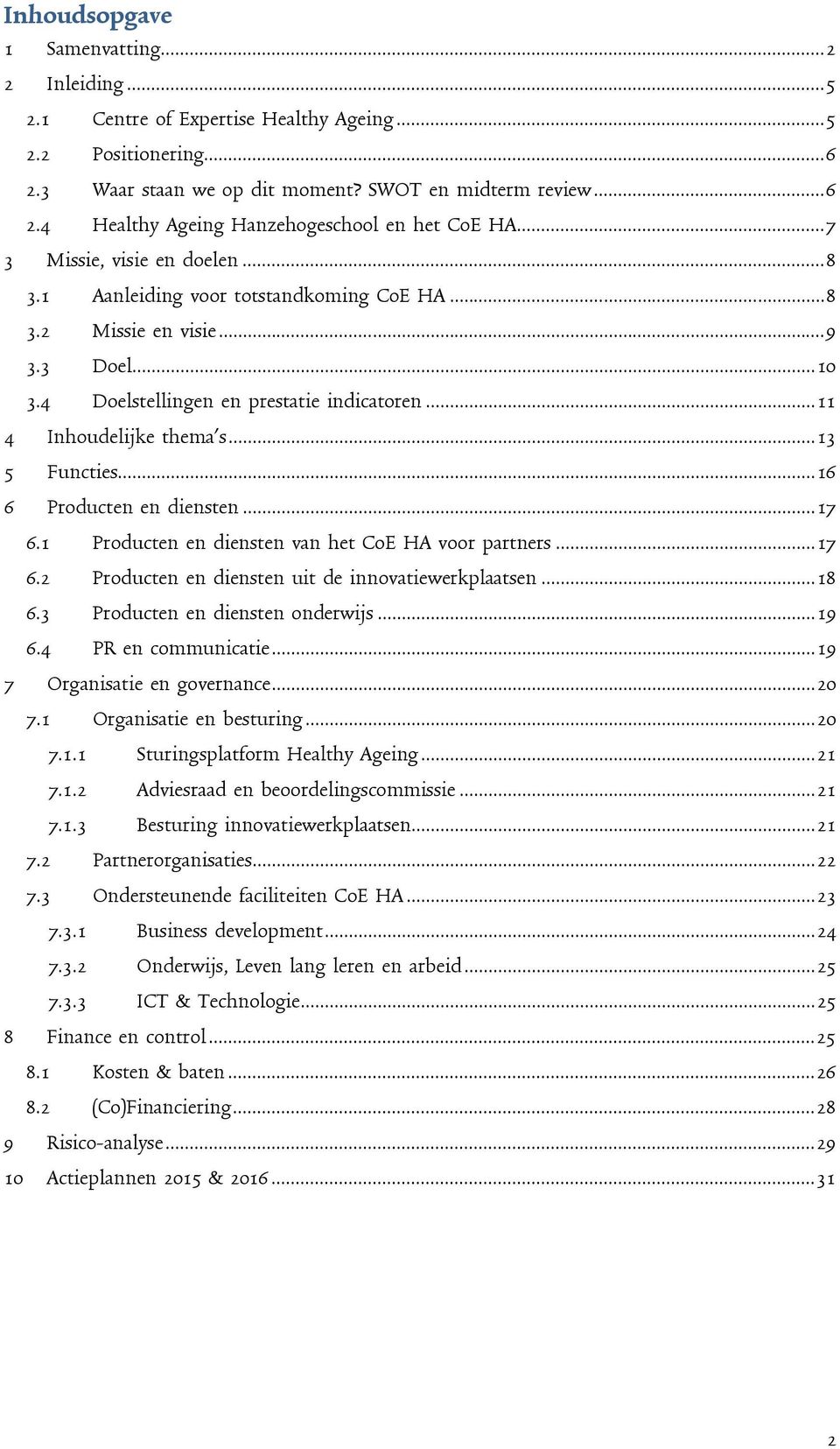 .. 13 5 Functies... 16 6 Producten en diensten... 17 6.1 Producten en diensten van het CoE HA voor partners... 17 6.2 Producten en diensten uit de innovatiewerkplaatsen... 18 6.