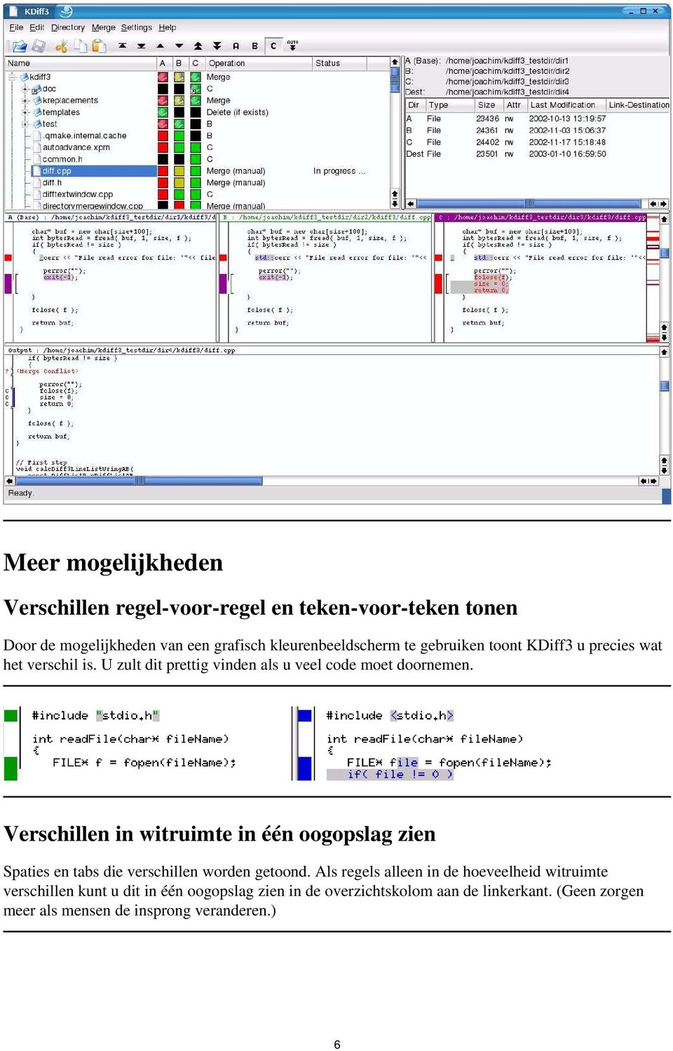 Verschillen in witruimte in één oogopslag zien Spaties en tabs die verschillen worden getoond.