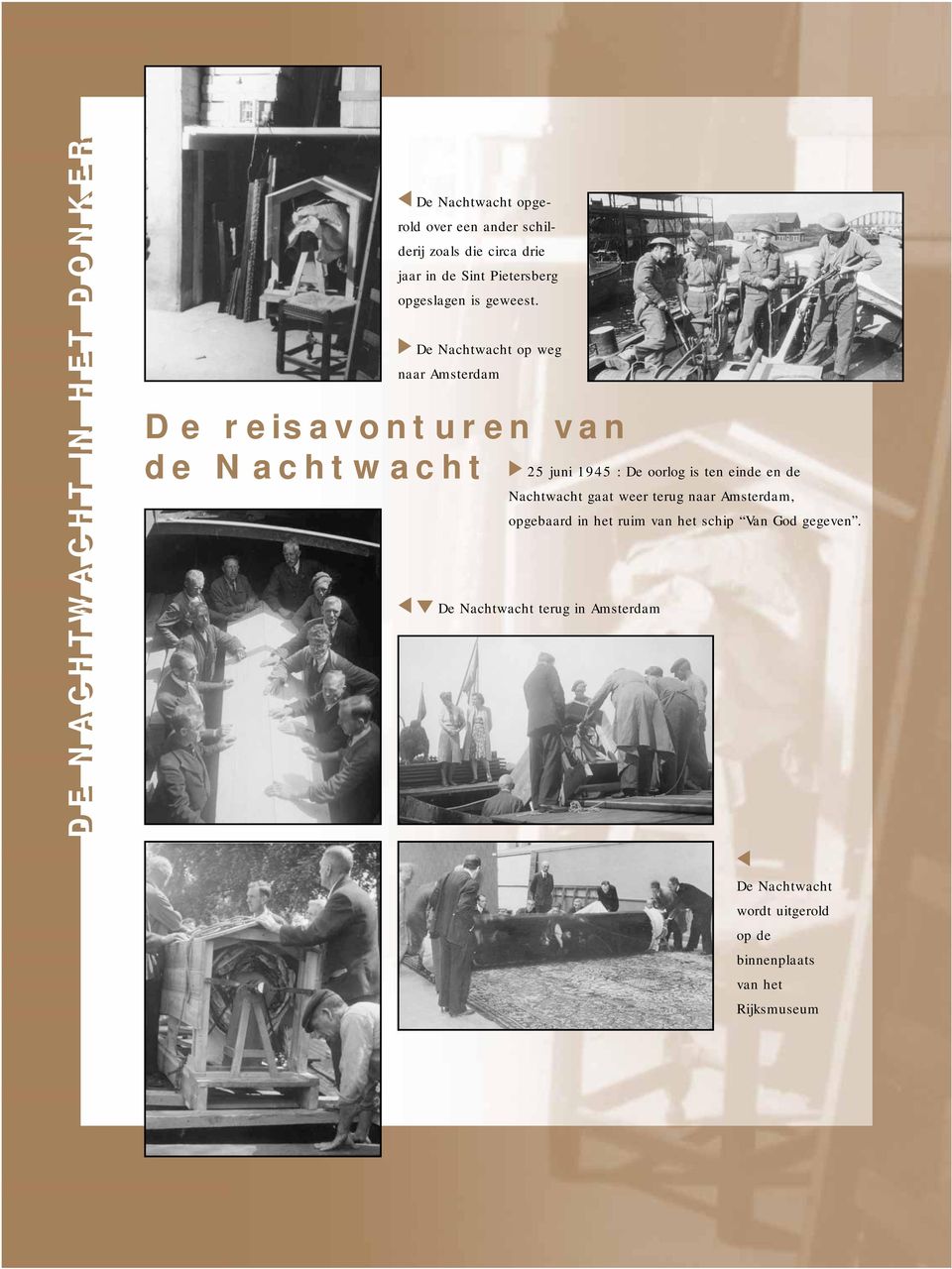 De Nachtwacht op weg naar Amsterdam De reisavonturen van de Nachtwacht 25 juni 1945 : De oorlog is ten einde