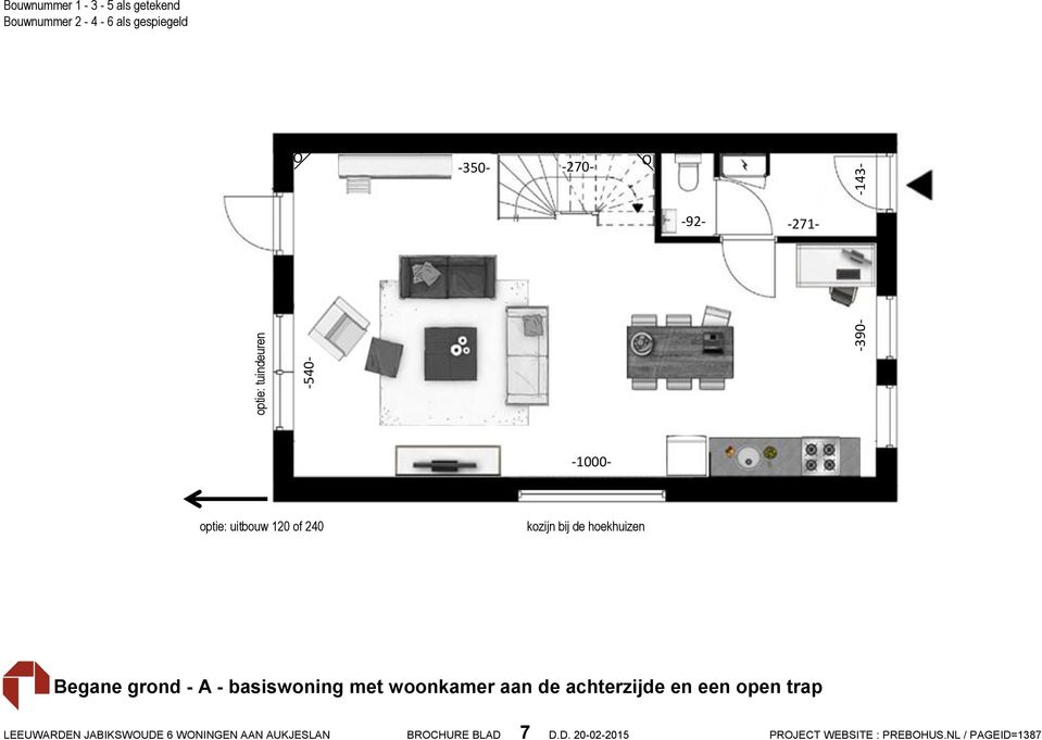 kozijn bij de hoekhuizen Begane grond - A -