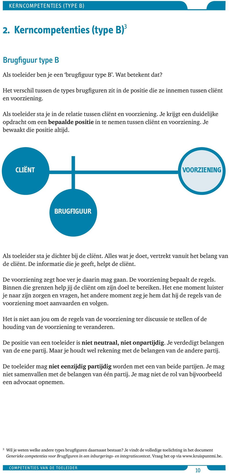 Je krijgt een duidelijke opdracht om een bepaalde positie in te nemen tussen cliënt en voorziening. Je bewaakt die positie altijd.