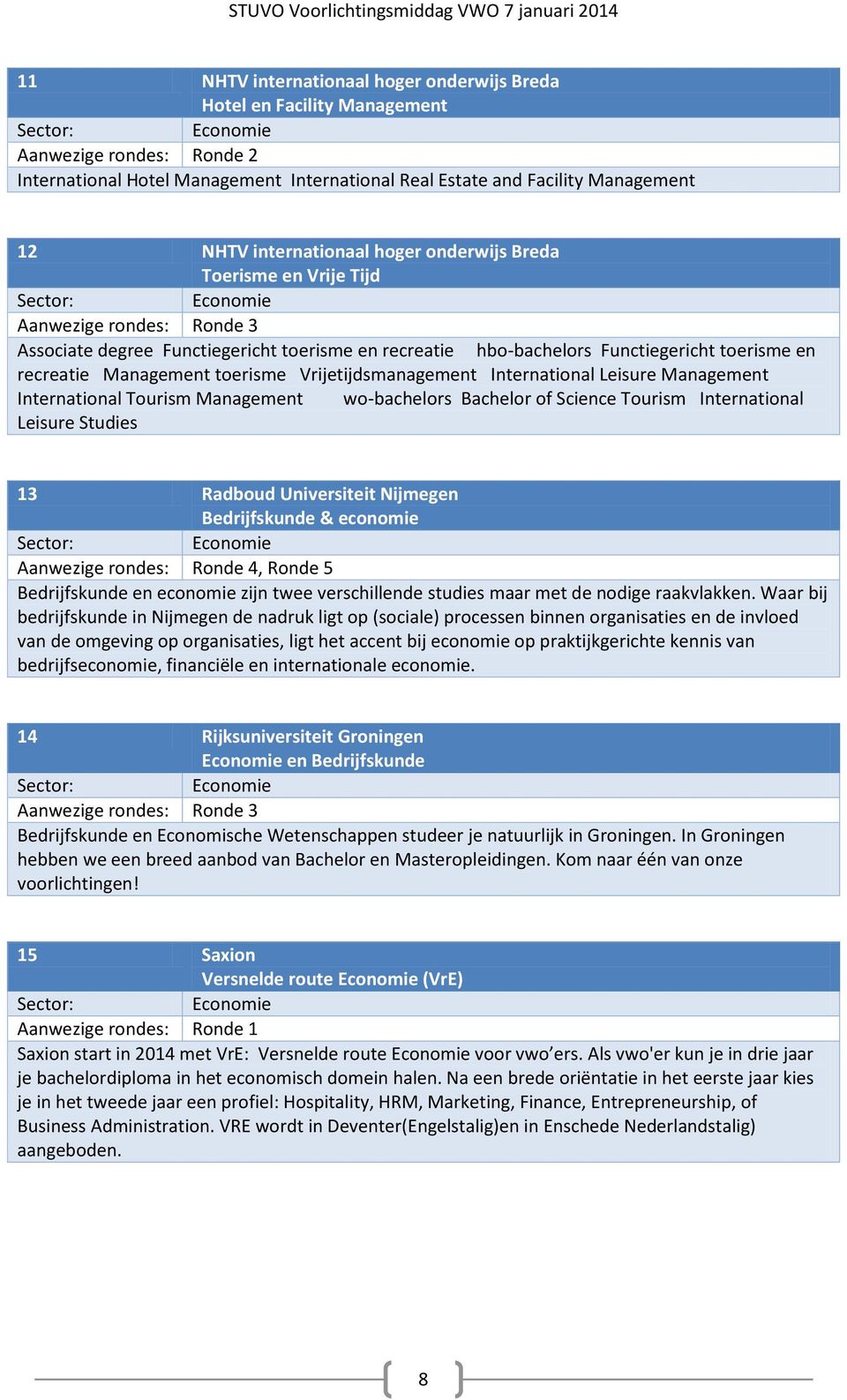 Management toerisme Vrijetijdsmanagement International Leisure Management International Tourism Management wo-bachelors Bachelor of Science Tourism International Leisure Studies 13 Radboud