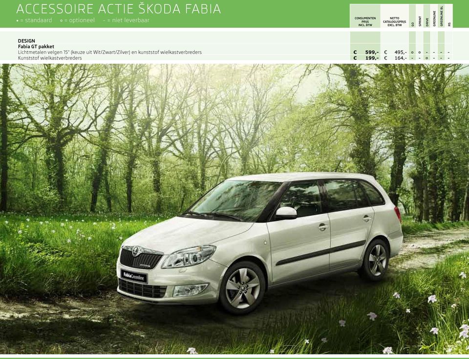 btw Go Sprint Drive Greenline Greenline BL RS Design Fabia GT pakket Lichtmetalen