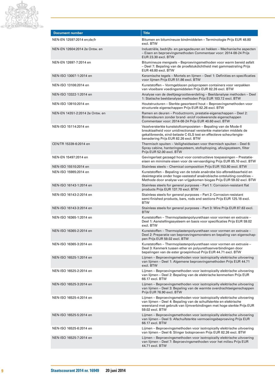 beproevingsmethoden Commentaar voor: 2014-08-24 Prijs EUR 23.30 excl.