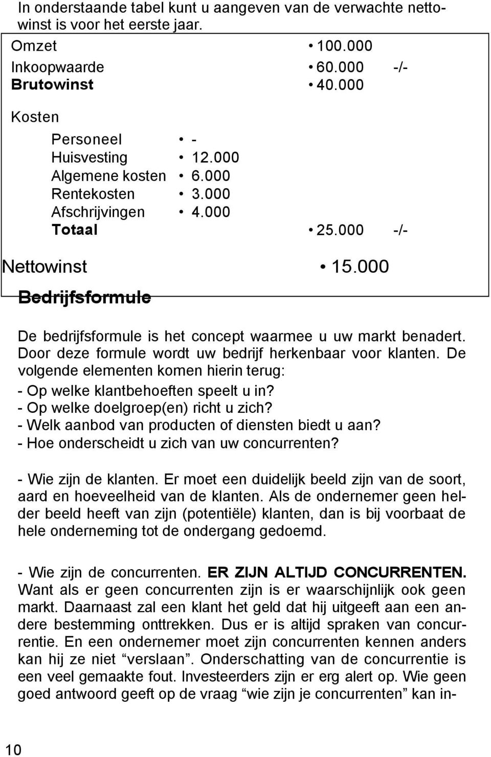 Door deze formule wordt uw bedrijf herkenbaar voor klanten. De volgende elementen komen hierin terug: - Op welke klantbehoeften speelt u in? - Op welke doelgroep(en) richt u zich?