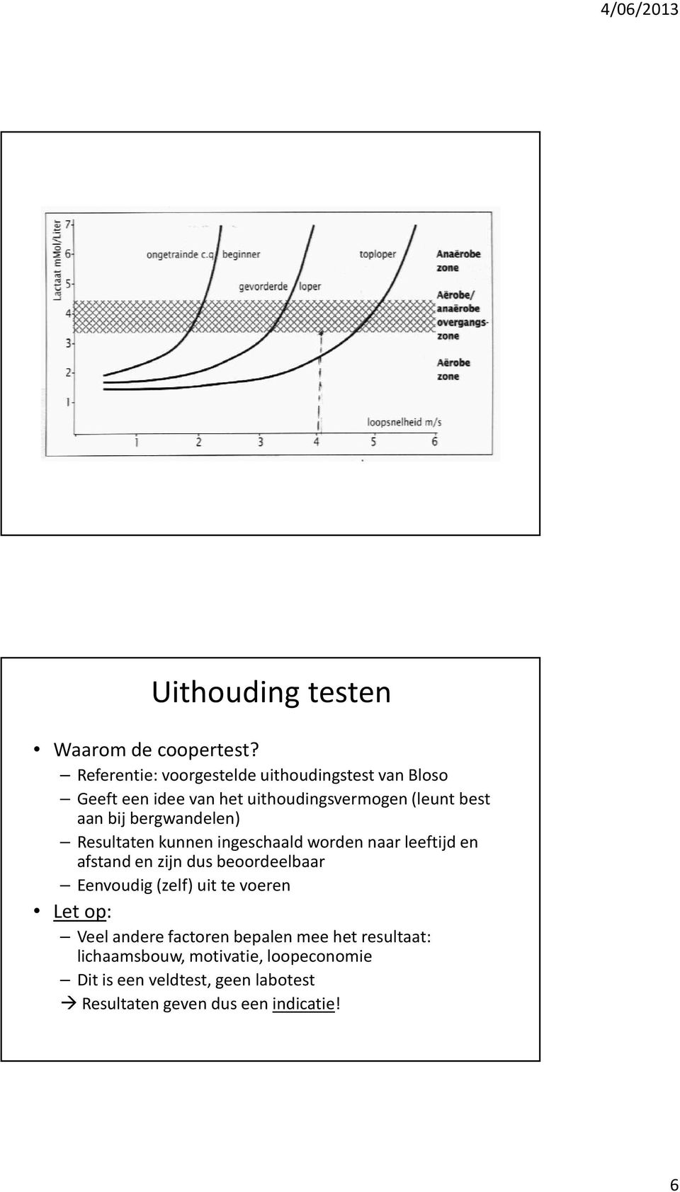 bergwandelen) Resultaten kunnen ingeschaald worden naar leeftijd en afstand en zijn dus beoordeelbaar Eenvoudig