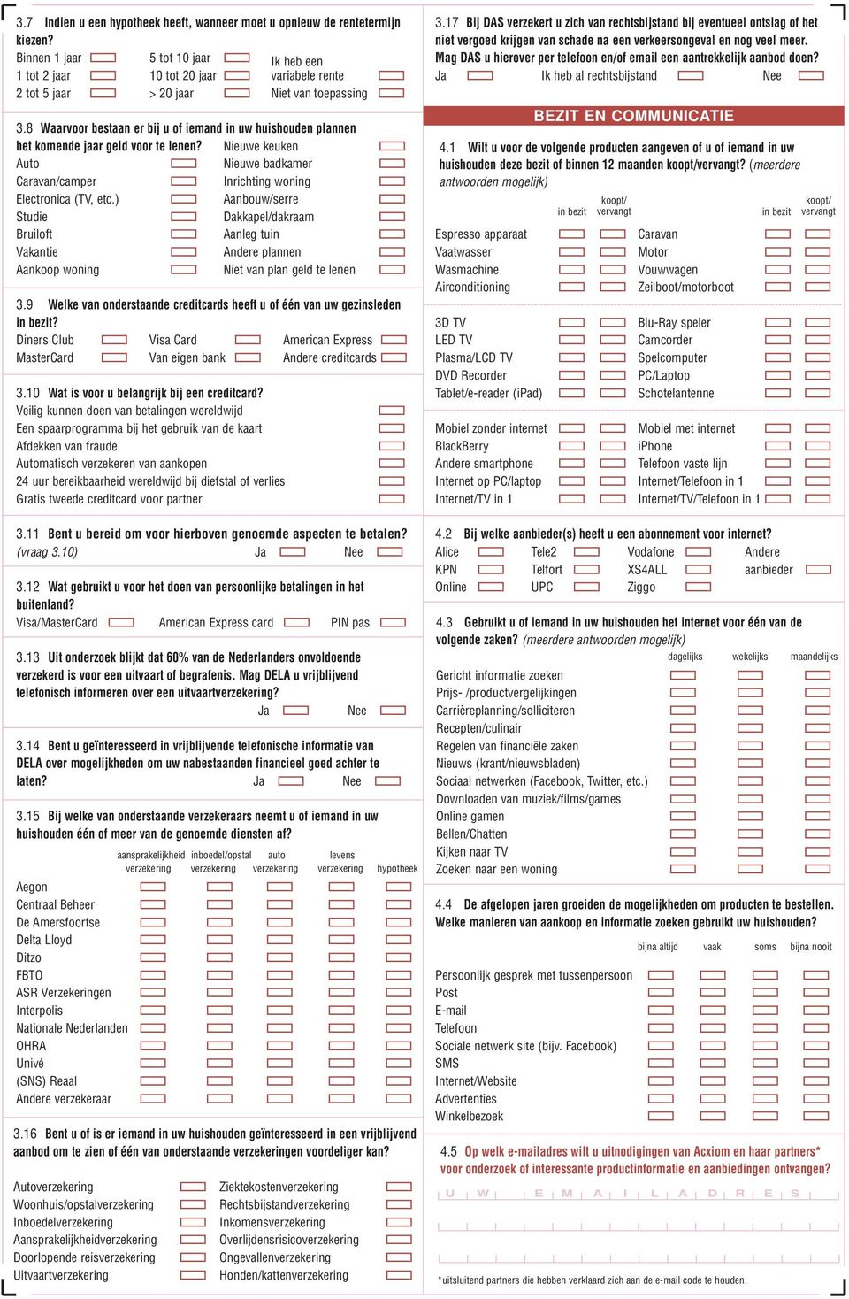 ) Aanbouw/serre Studie Dakkapel/dakraam Bruiloft Aanleg tuin Vakantie Andere plannen Aankoop woning Niet van plan geld te lenen 3.