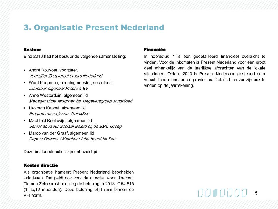 Liesbeth Keppel, algemeen lid Programma regisseur Geluk&co Machteld Koelewijn, algemeen lid Senior adviseur Sociaal Beleid bij de BMC Groep Marco van der Graaf, algemeen lid Deputy Director / Member