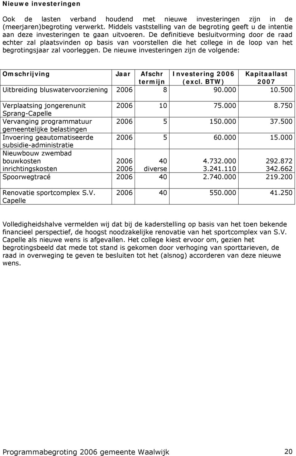 De definitieve besluitvorming door de raad echter zal plaatsvinden op basis van voorstellen die het college in de loop van het begrotingsjaar zal voorleggen.