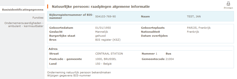 Hieronder ziet u het scherm waarin alle informatie, die