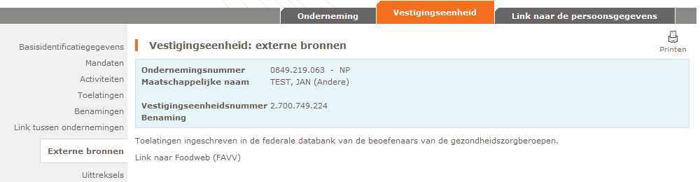 6.2.7 Externe bronnen Voor het raadplegen van externe bronnen op het niveau van een VE zie 4.2.12 Externe bronnen.