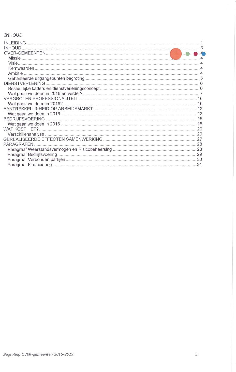 1 AANTREKKELIJKHEID OP ARBEIDSMARKT 12 Wat gaan wedoen in216 12 BEDRIJFSVOERING 15 Wat gaan we doen in 216 15 WAT KOST HET?