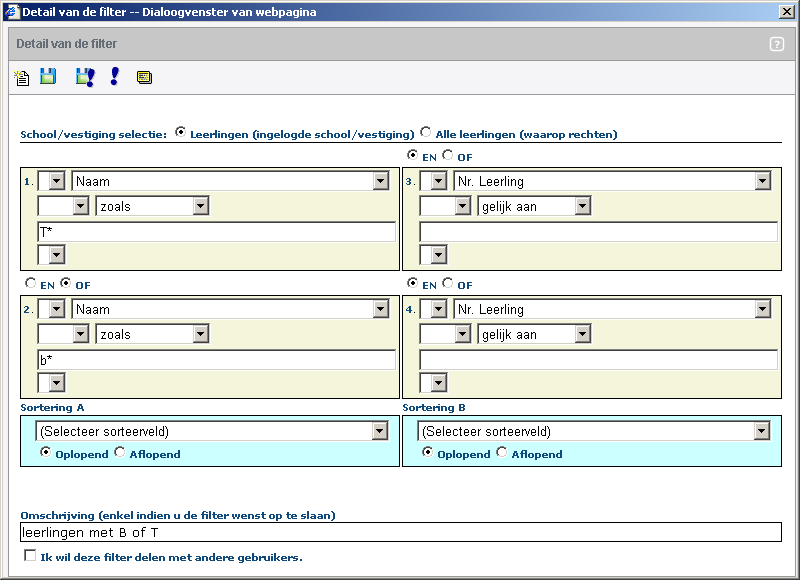 Deel 2: Algemene leerlingenadministratie Leerlingen Tenslotte moet u nog één van volgende filters instellen: - alle leerlingen: ook reeds uitgeschreven leerlingen; - alleen huidige leerlingen: enkel