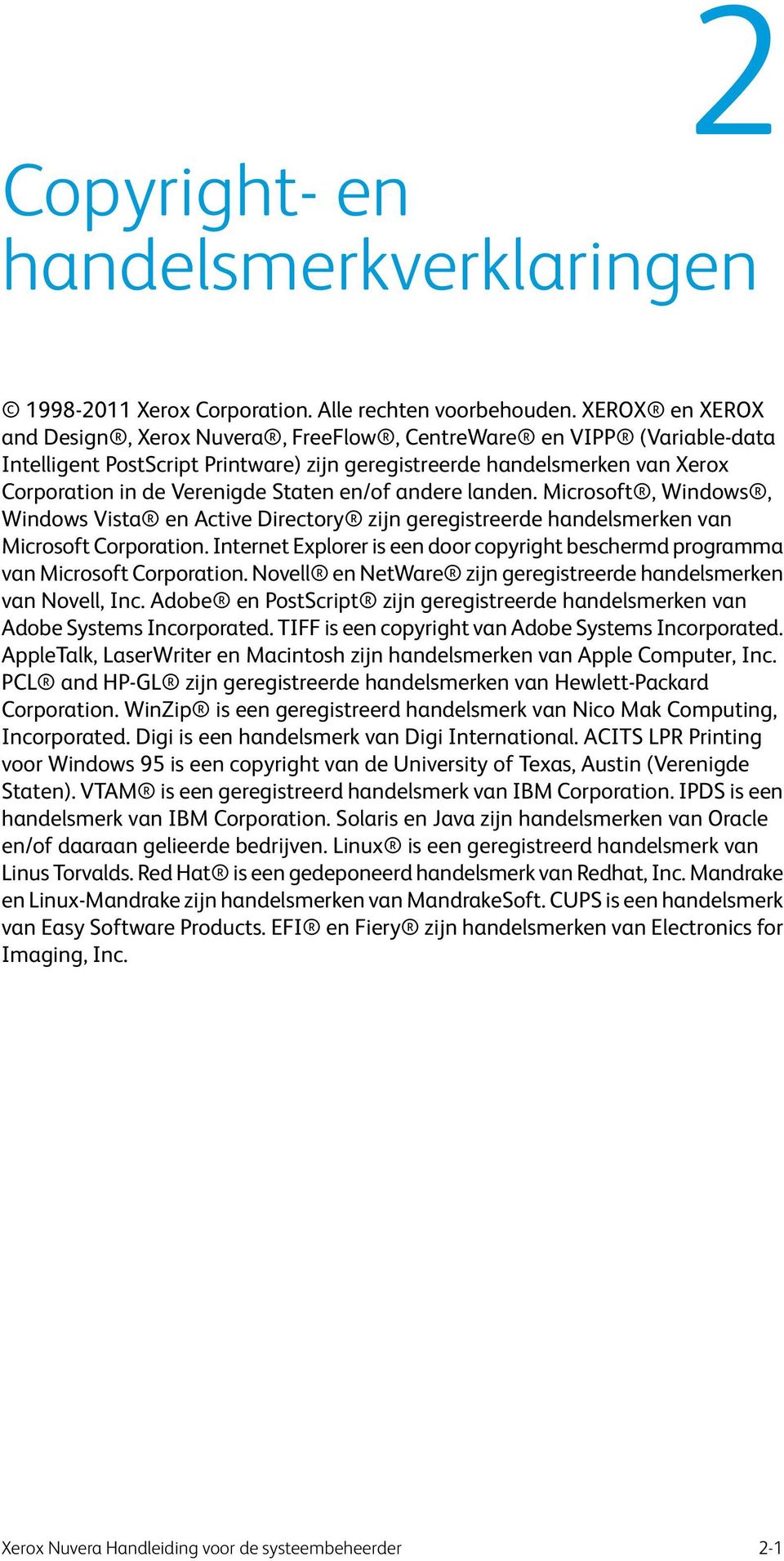 en/of andere landen. Microsoft, Windows, Windows Vista en Active Directory zijn geregistreerde handelsmerken van Microsoft Corporation.