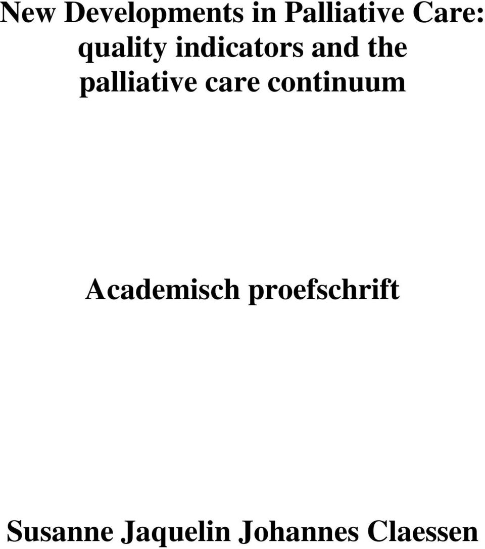 palliative care continuum Academisch