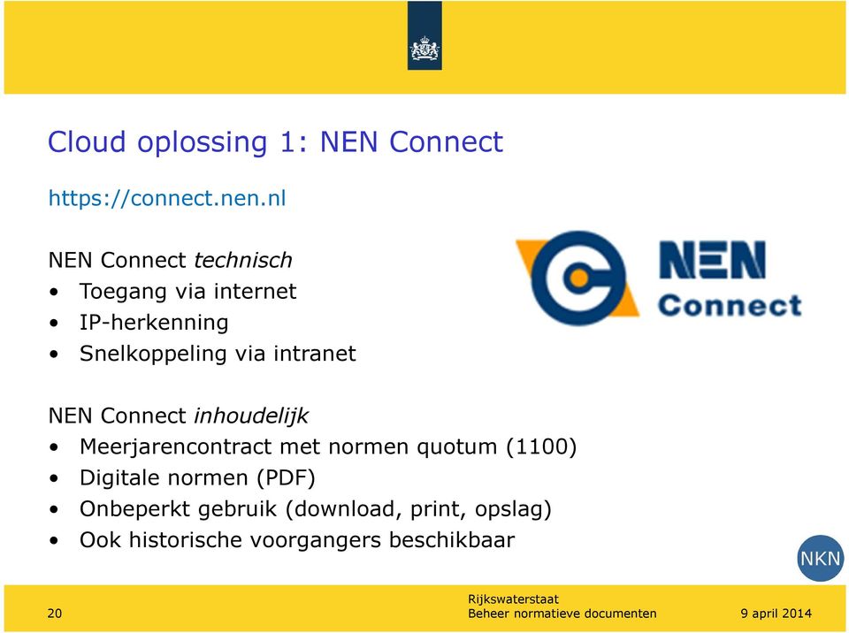 intranet NEN Connect inhoudelijk Meerjarencontract met normen quotum (1100) Digitale