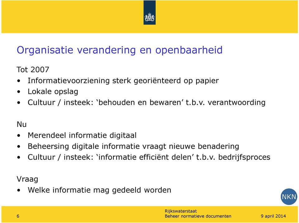 verantwoording Nu Merendeel informatie digitaal Beheersing digitale informatie vraagt nieuwe