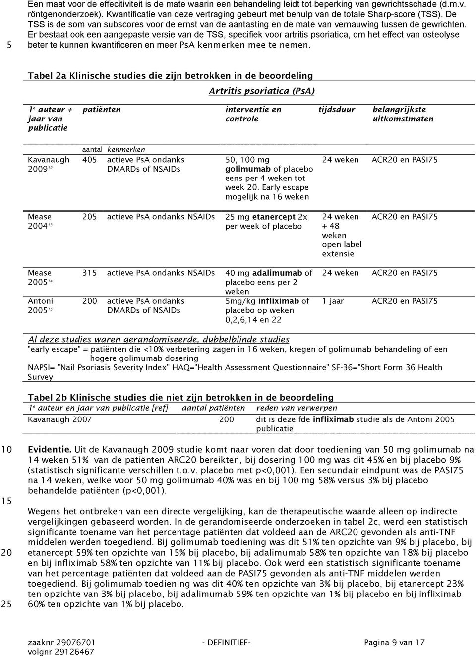 Er bestaat ook een aangepaste versie van de TSS, specifiek voor artritis psoriatica, om het effect van osteolyse beter te kunnen kwantificeren en meer PsA kenmerken mee te nemen.