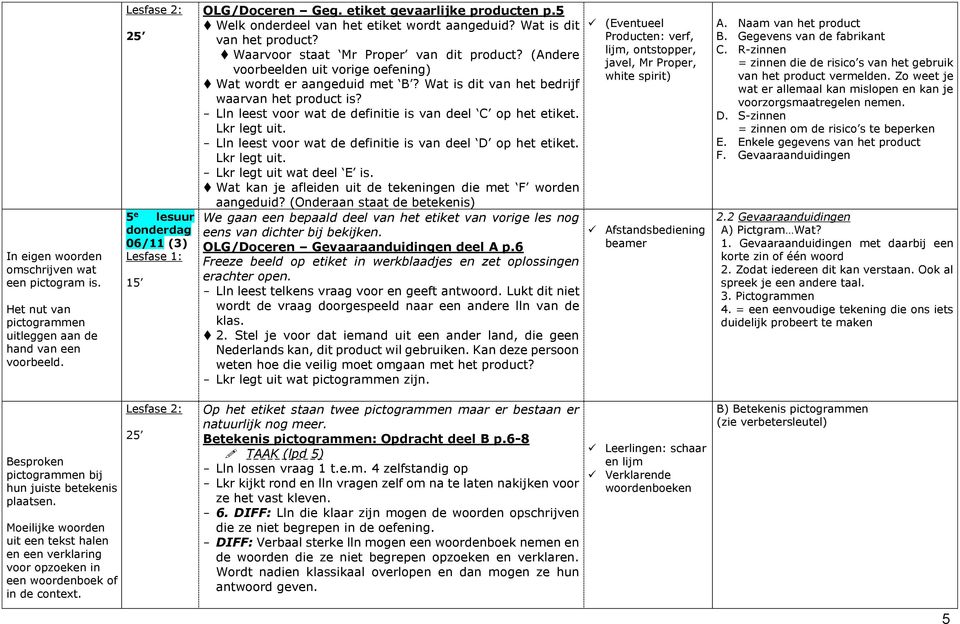 (Andere voorbeelden uit vorige oefening) Wat wordt er aangeduid met B? Wat is dit van het bedrijf waarvan het product is? - Lln leest voor wat de definitie is van deel C op het etiket. Lkr legt uit.