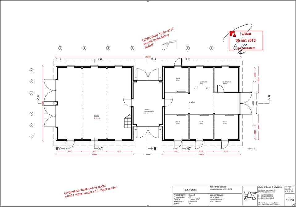 m2] zadelkamer [8,5 m2] D' loods [1 m2] box 2 [9 m2] box 3 [9