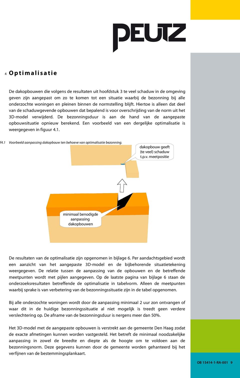 De bezonningsduur is aan de hand van de aangepaste opbouwsituatie opnieuw berekend. Een voorbeeld van een dergelijke optimalisatie is weergegeven in figuur 4.1. f4.