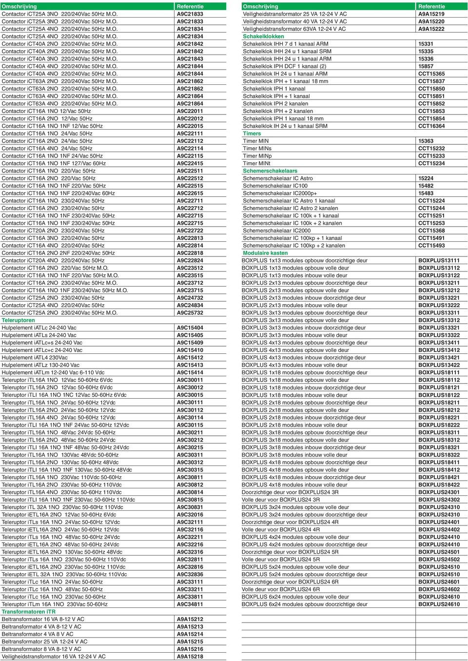 O. Contactor ict63a 2NO 220/240Vac 50Hz M.O. Contactor ict63a 4NO 220/240Vac 50Hz M.O. Contactor ict63a 4NO 220/240Vac 50Hz M.O. Contactor ict16a 1NO 12/Vac 50Hz Contactor ict16a 2NO 12/Vac 50Hz