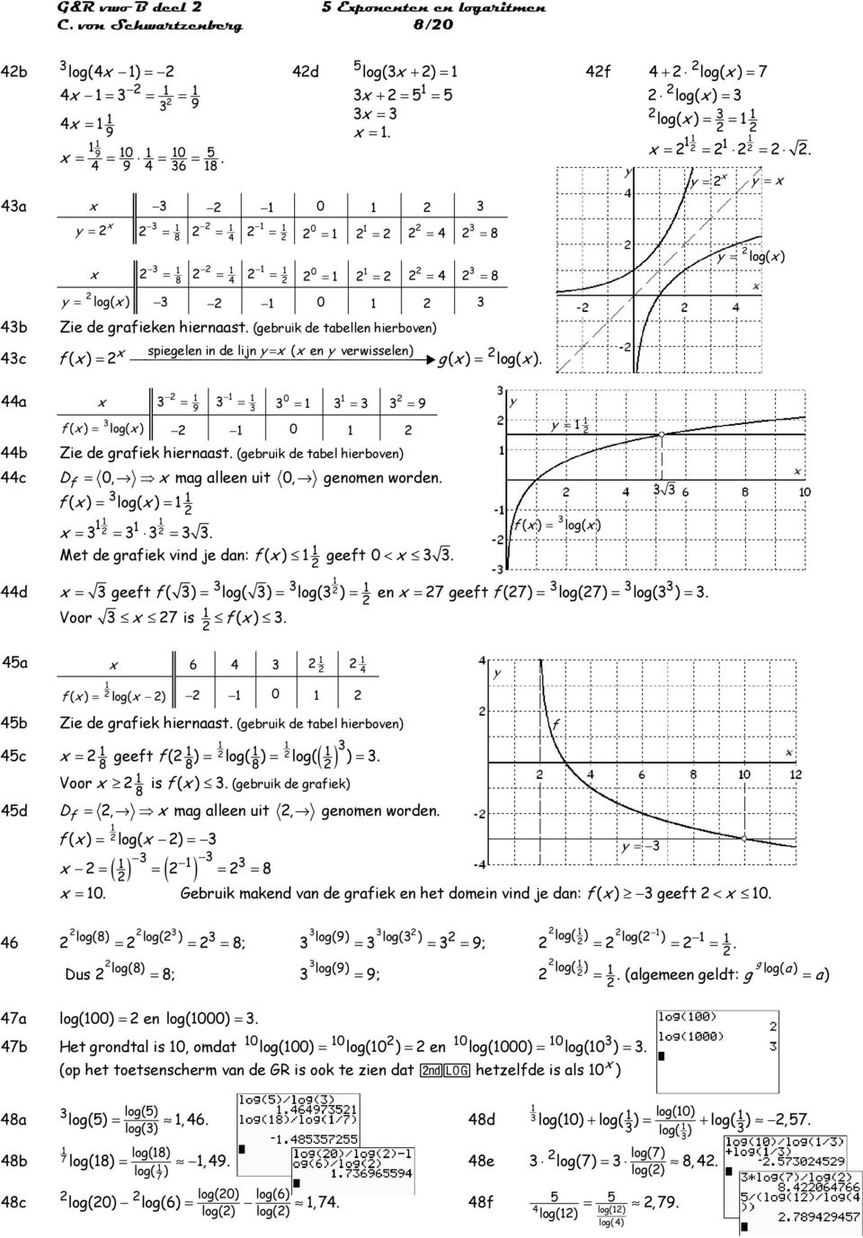 a b c d = 9 0 = = = Zie de raiek hiernaas. (ebruik de abel hierboven) D = 0, ma alleen ui 0, enomen worden. ( ) = lo( ) = = = =. Me de raiek vind je dan: ( ) ee 0 <.