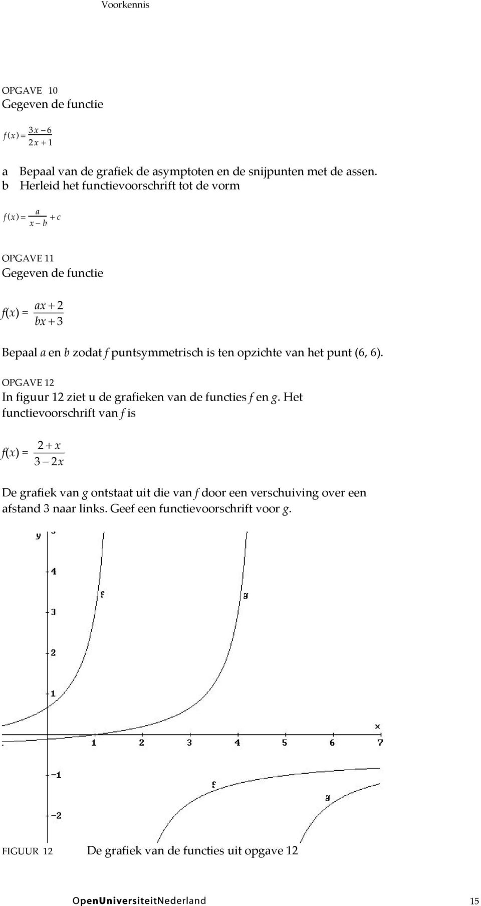 ten opzichte van het punt (6, 6). OPGAVE 12 In figuur 12 ziet u de grafieken van de functies f en g.