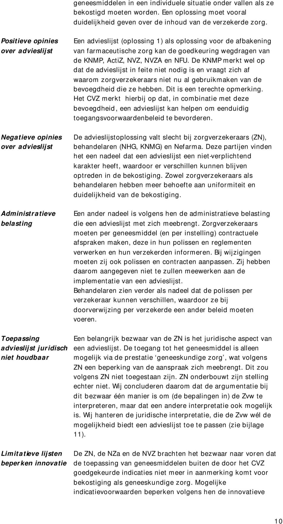 De KNMP merkt wel op dat de advieslijst in feite niet nodig is en vraagt zich af waarom zorgverzekeraars niet nu al gebruikmaken van de bevoegdheid die ze hebben. Dit is een terechte opmerking.