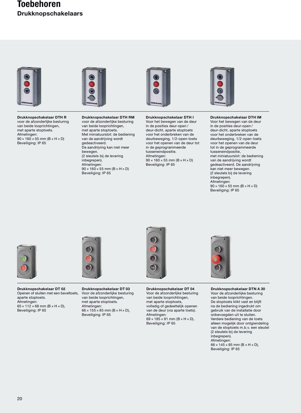 Met miniatuurslot: de bediening van de aandrijving wordt gedeactiveerd. De aandrijving kan niet meer bewegen. (2 sleutels bij de levering inbegrepen).