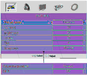 AFBEELDING menuopties Druk op de MENU knop op het voorpaneel of op de SYS-MENU knop op de afstandsbediening en gebruik vervolgens de / toetsen om het Video menu te selecteren, druk op de knop om het