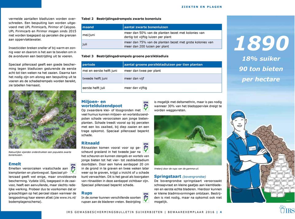 Insecticiden breken sneller af bij warm en zonnig weer en daarom is het aan te bevelen om in de avond uren een bestrijding uit te voeren.