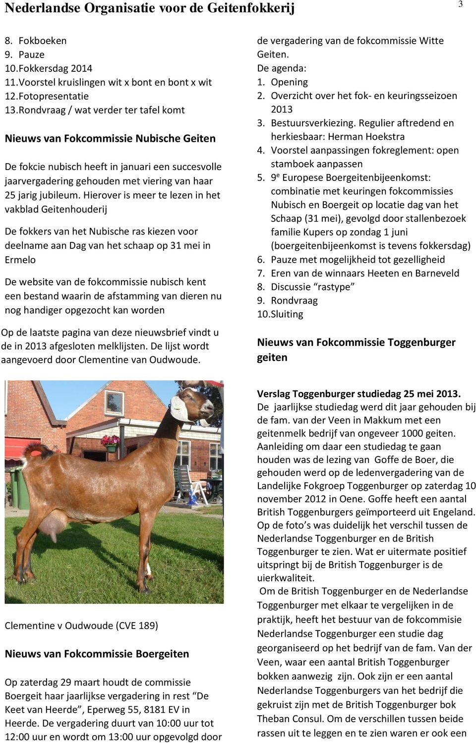 Hierover is meer te lezen in het vakblad Geitenhouderij De fokkers van het Nubische ras kiezen voor deelname aan Dag van het schaap op 31 mei in Ermelo De website van de fokcommissie nubisch kent een