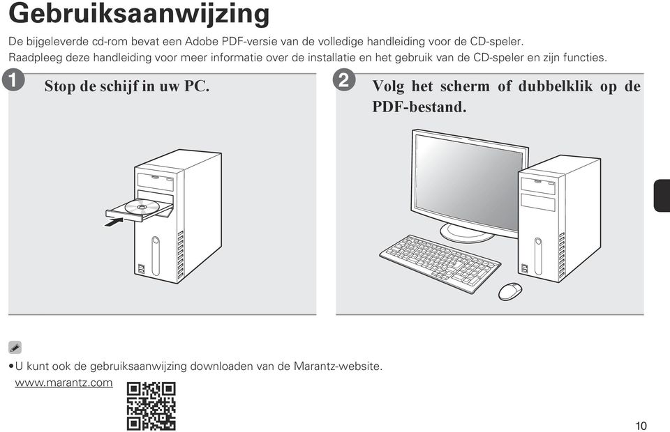 Raadpleeg deze handleiding voor meer informatie over de installatie en het gebruik van de CD-speler