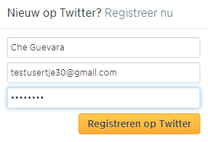 Een Twitteraccount aanmaken Ga naar https://twitter.com Twitter is beschikbaar in verschillende talen. Deze handleiding is bestemd voor de Nederlandse versie.