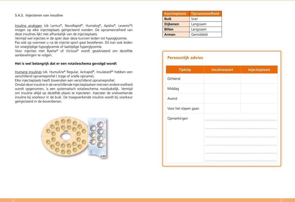 Pas ook op wanneer u na de injectie sport gaat beoefenen. Dit kan ook leiden tot vroegtijdige hypoglycemie of laattijdige hyperglycemie.