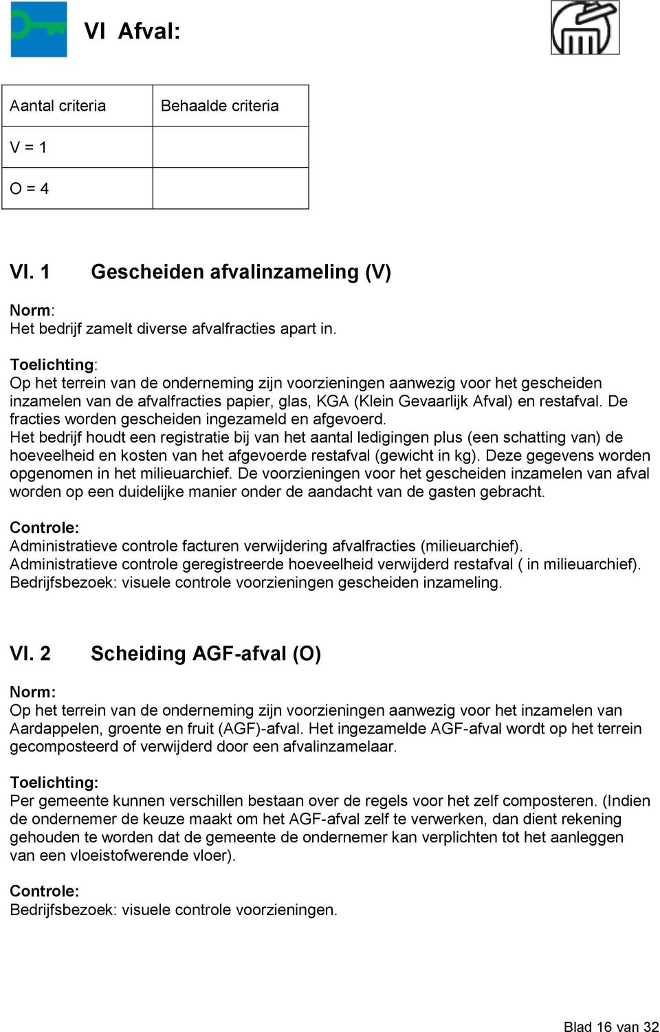 De fracties worden gescheiden ingezameld en afgevoerd.