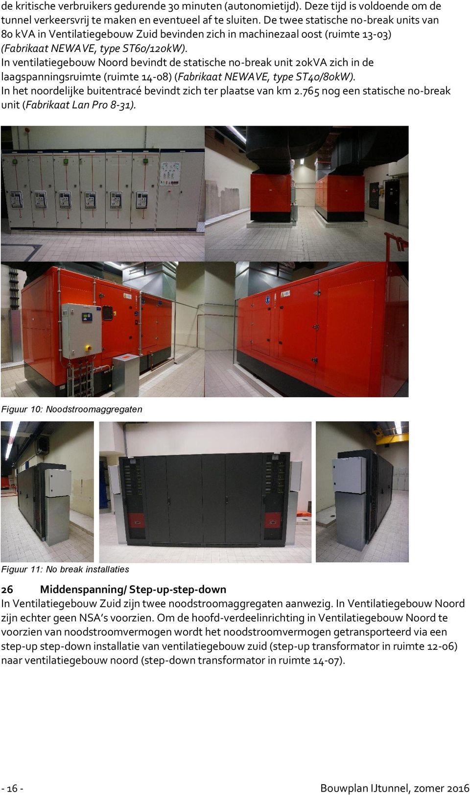 In ventilatiegebouw Noord bevindt de statische no-break unit 20kVA zich in de laagspanningsruimte (ruimte 14-08) (Fabrikaat NEWAVE, type ST40/80kW).