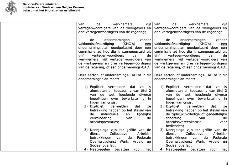 Deze sector- of ondernemings-cao of in dit ondernemingsplan moet: 1) Expliciet vermelden dat ze is afgesloten bij toepassing van titel 2 van de wet houdende diverse bepalingen over tewerkstelling in
