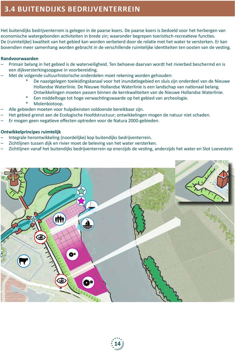 De (ruimtelijke) kwaliteit van het gebied kan worden verbeterd door de relatie met het water te versterken.