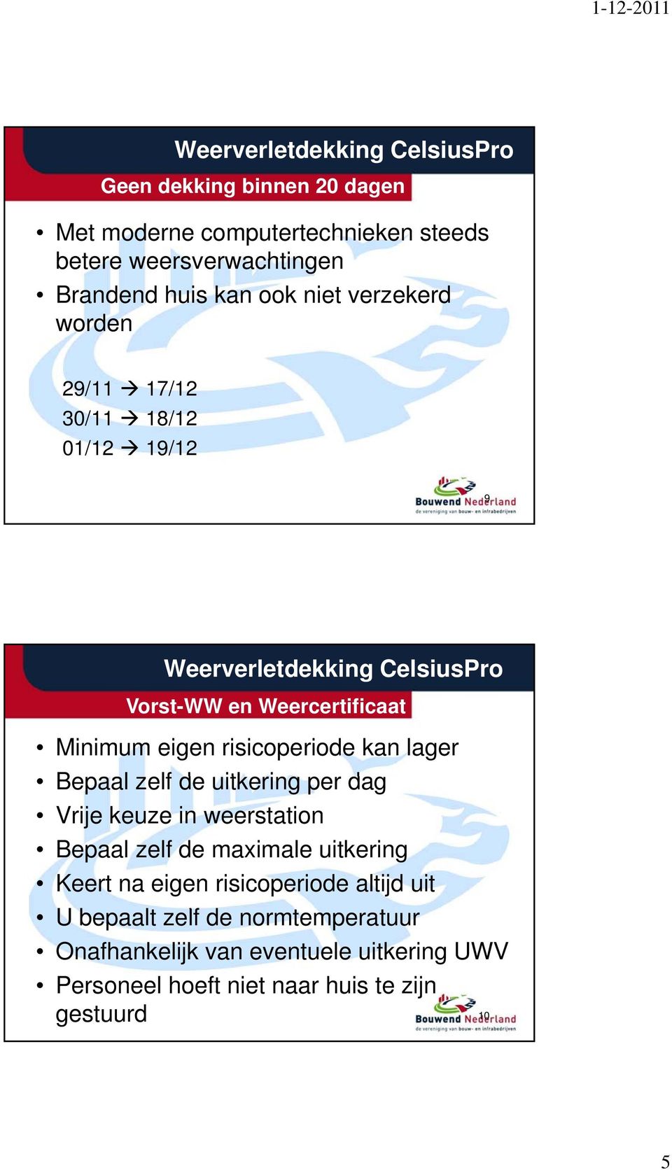 Bepaal zelf de uitkering i per dag Vrije keuze in weerstation Bepaal zelf de maximale uitkering Keert na eigen risicoperiode