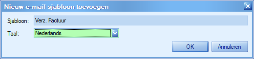 Het volgende scherm opent: 2. Selecteer de map met het soort formulier waarvoor u een sjabloon wilt maken. 3. Met de knop opent een scherm waarin u de naam van het sjabloon en de taal kunt opgeven.