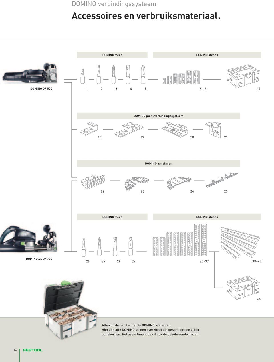 DOMINO frees DOMINO stenen DOMINO XL DF 700 Alles bij de hand met de DOMINO systainer: Hier