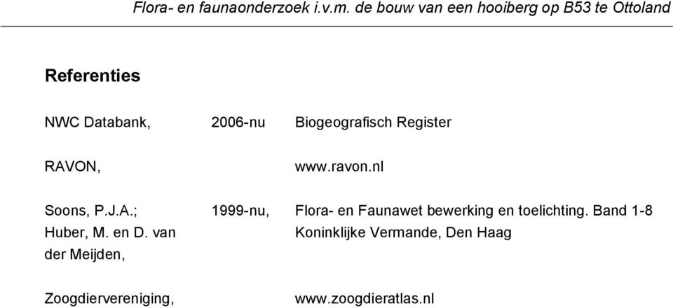 Biogeografisch Register RAVON, www.ravon.nl Soons, P.J.A.; 1999-nu, Flora- en Faunawet bewerking en toelichting.