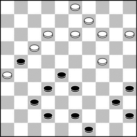 C. Bergsma - J. IJtsma Onderlinge competitie 1 april 2009 De kost gaat voor de baat uit, denkt zwart als hij aan de beurt is (zie diagram). 33. 22-27 34. 31x22 18x27 35. 29x07 27-31 36.