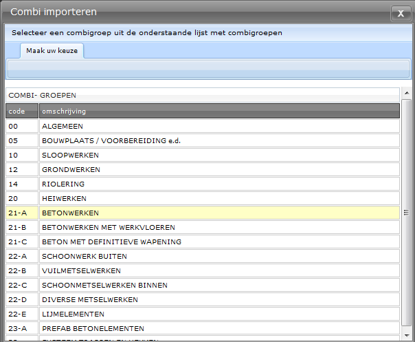 2. Combi importeren 2.1.