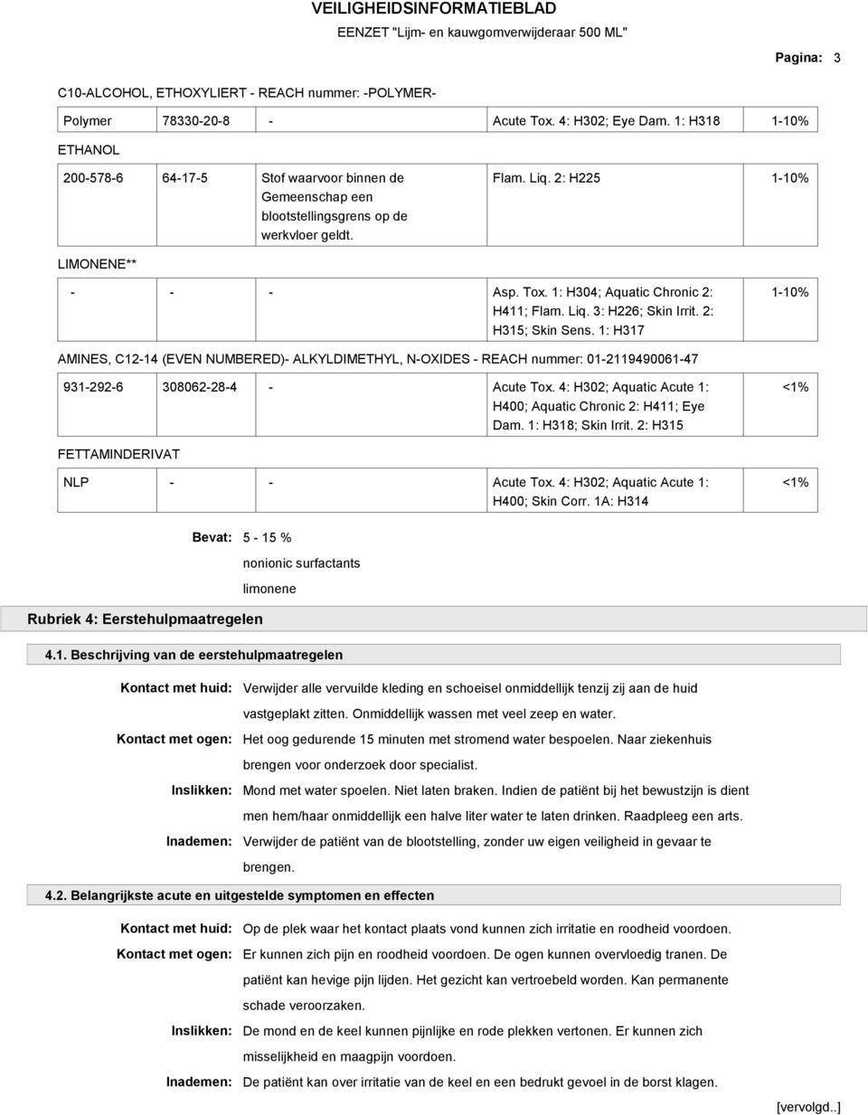 1: H304; Aquatic Chronic 2: H411; Flam. Liq. 3: H226; Skin Irrit. 2: H315; Skin Sens.