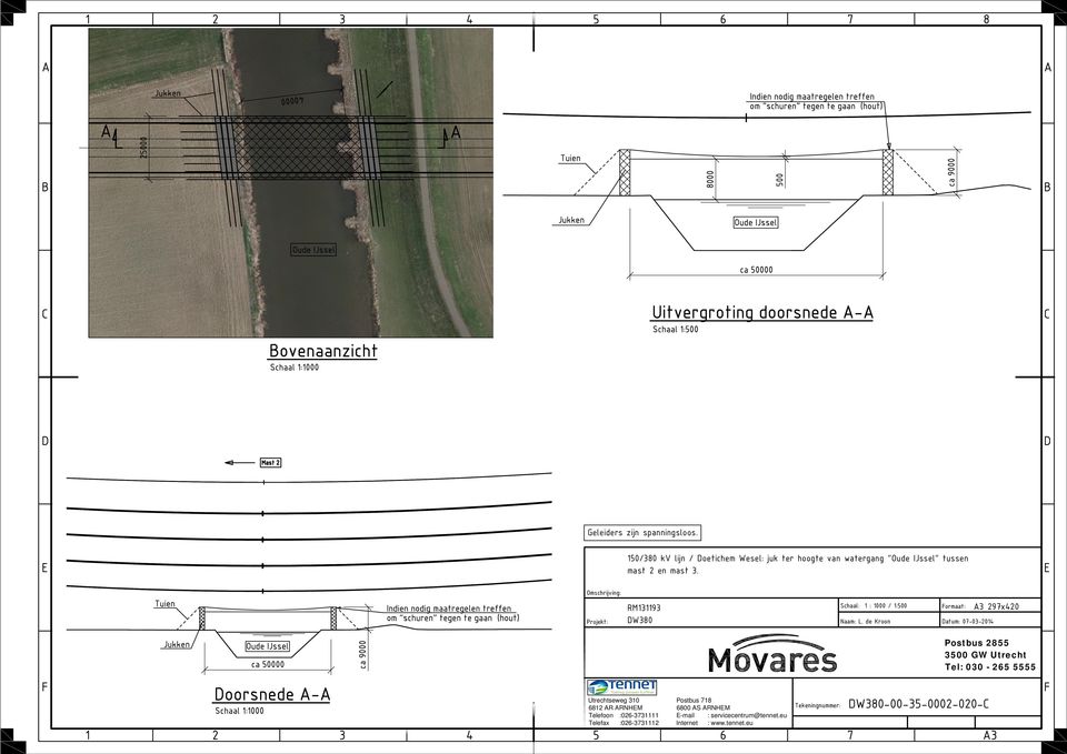 Omschrijving: Projekt: RM131193 Schaal: 1 : 1000 / 1:500 Formaat: DW380 Naam: L.